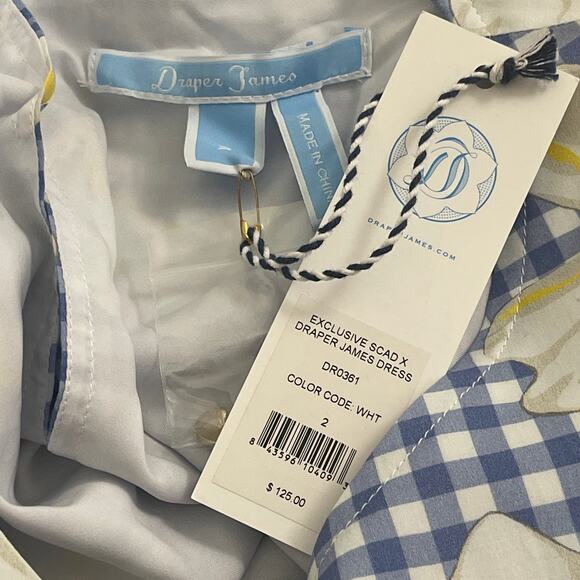 Draper James NEW Dress Women's 2 Exclusive Scad Blue Gingham Floral Shift Mini - Picture 10 of 12